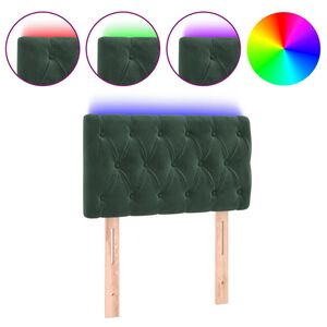 vidaXL Čelo postele s LED tmavě zelen&eacute; 80 x 7 x 78/88 cm samet
