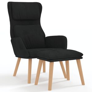 vidaXL Relaxačn&iacute; křeslo se stoličkou čern&eacute; samet