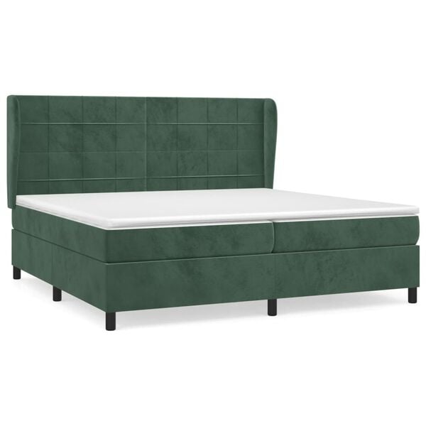vidaXL Box spring postel s matrac&iacute; tmavě zelen&aacute; 200x200 cm samet