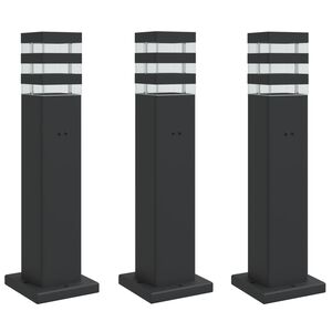 vidaXL Venkovn&iacute; stojac&iacute; lampy se z&aacute;suvkou 3 ks čern&eacute; 50 cm hlin&iacute;k