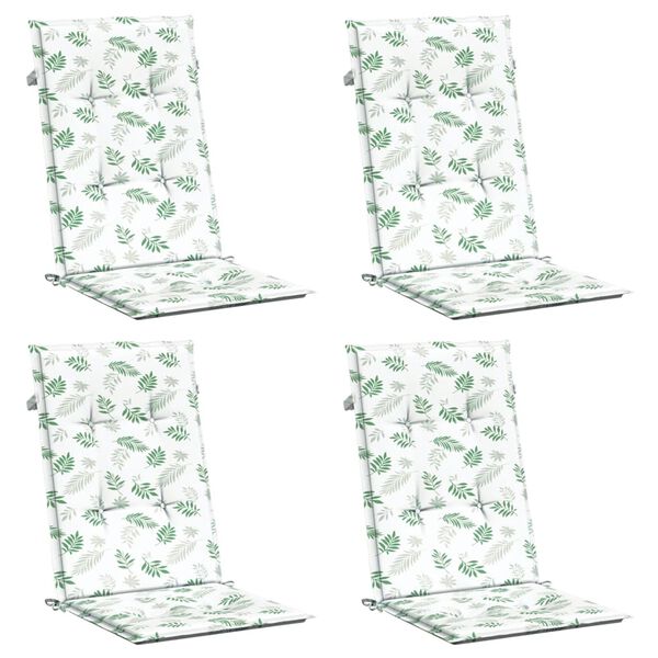 vidaXL Podu&scaron;ky na židli s vysok&yacute;m opěradlem 4 ks vzor listů textil