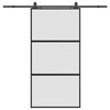 vidaXL Posuvn&eacute; dveře se sadou kov&aacute;n&iacute; čern&eacute; 102,5x205 cm Tvrzen&eacute; sklo
