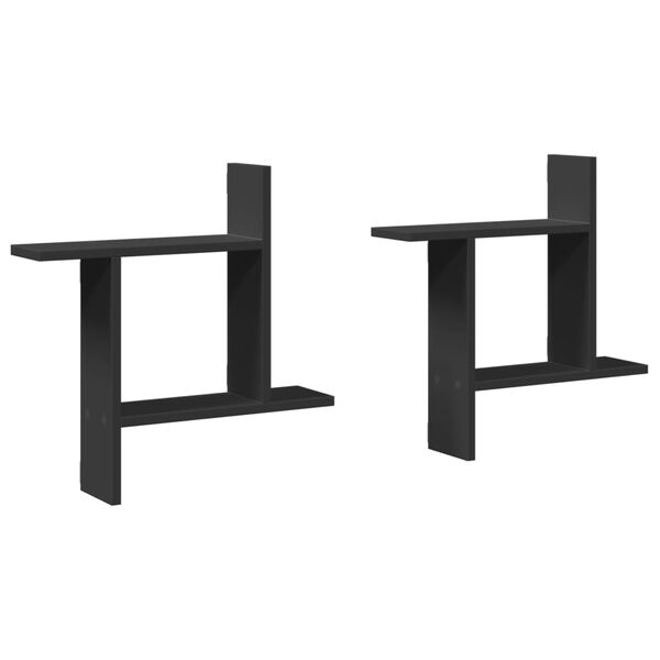 vidaXL N&aacute;stěnn&eacute; police 2 ks čern&eacute; 50 x 12 x 50 cm kompozitn&iacute; dřevo