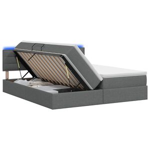 vidaXL LED postel s &uacute;ložn&yacute;m prostorem a matrac&iacute; Tmavě &scaron;ed&aacute;