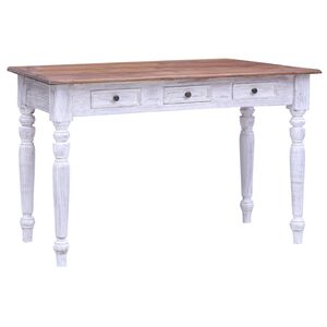 vidaXL Psac&iacute; stůl se z&aacute;suvkami b&iacute;l&yacute; 117 x 57 x 75 cm recyklovan&eacute; dřevo