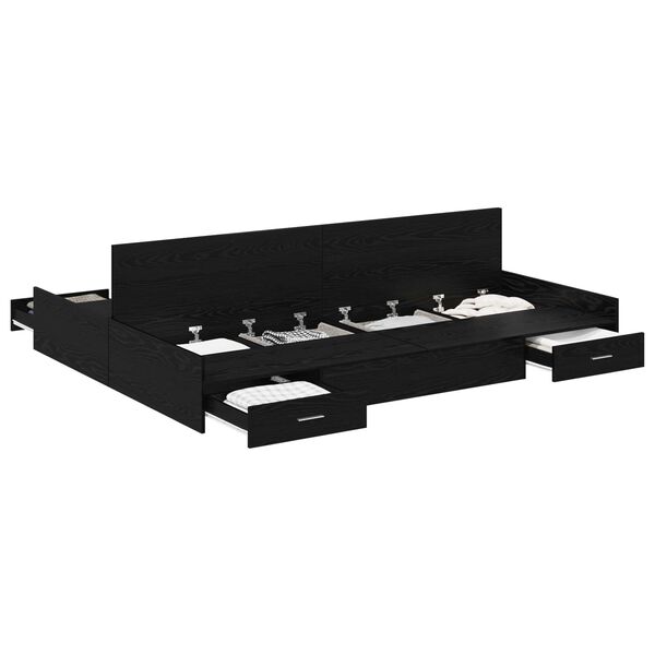 vidaXL R&aacute;m postele s &uacute;ložn&yacute;m prostorem s čelo Čern&yacute; dub 160 x 200 cm