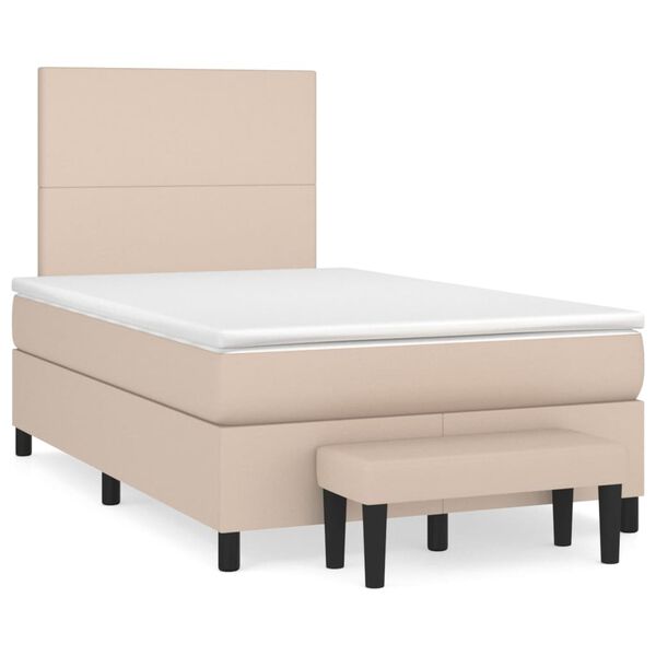 vidaXL Box spring postel s matrac&iacute; cappuccino 120x200 cm uměl&aacute; kůže