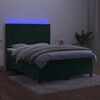 vidaXL Box spring postel s matrac&iacute; a LED tmavě zelen&aacute; 140x190 cm samet