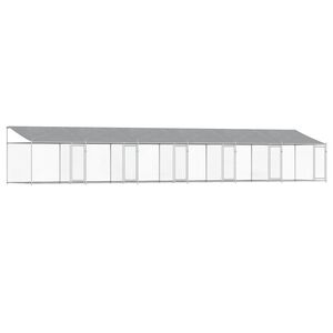 vidaXL Klec pro psy se střechou a dv&iacute;řky &scaron;ed&aacute; 12x2x2m pozinkovan&aacute; ocel