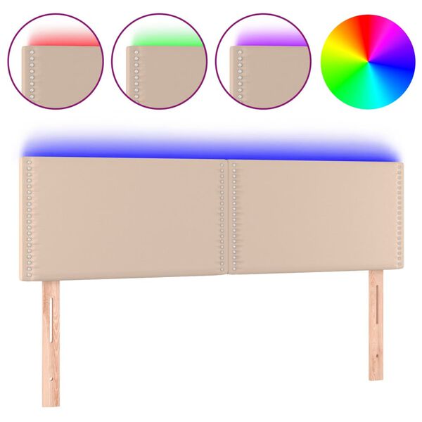 vidaXL Čelo postele s LED cappuccino 144x5x78/88 cm umělá kůže