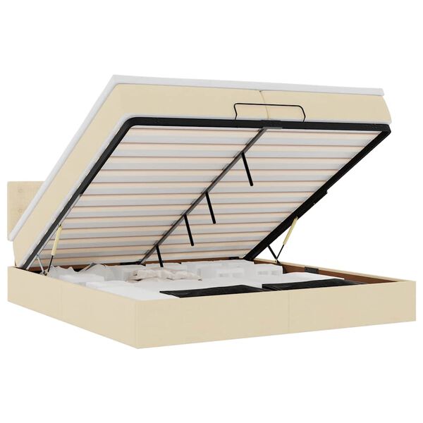 vidaXL Osmansk&yacute; r&aacute;m postele s matrac&iacute; kr&eacute;mov&aacute; 200x200 cm textil