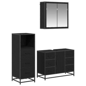 vidaXL Sada koupelnov&eacute;ho n&aacute;bytku 3 ks Čern&yacute; dub 80 x 33 x 60 cm
