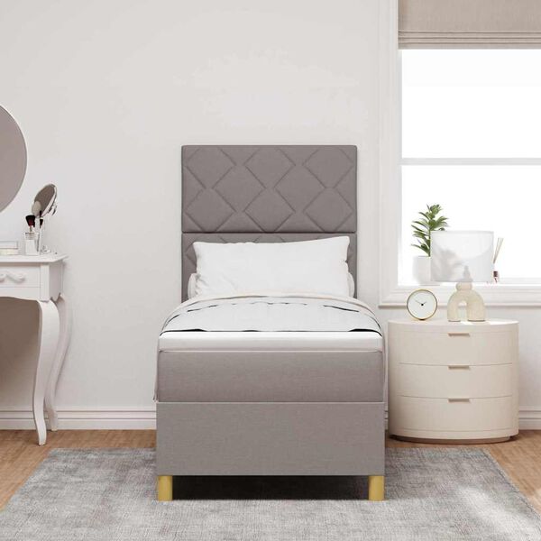 vidaXL LED box pružinov&aacute; postel s matrac&iacute; Taupe 80 x 200 cm textil