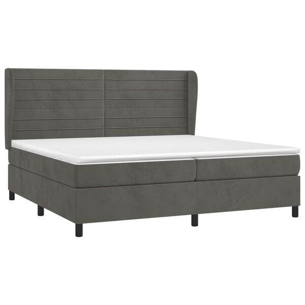 vidaXL Box spring postel s matrac&iacute; tmavě &scaron;ed&aacute; 200x200 cm samet