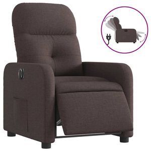 vidaXL Elektrick&eacute; polohovac&iacute; křeslo tmavě hněd&eacute; textil