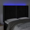 vidaXL Čelo postele s LED čern&eacute; 147 x 16 x 118/128 cm samet