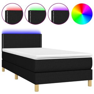 vidaXL Box spring postel s matrac&iacute; a LED čern&aacute; 80 x 200 cm textil