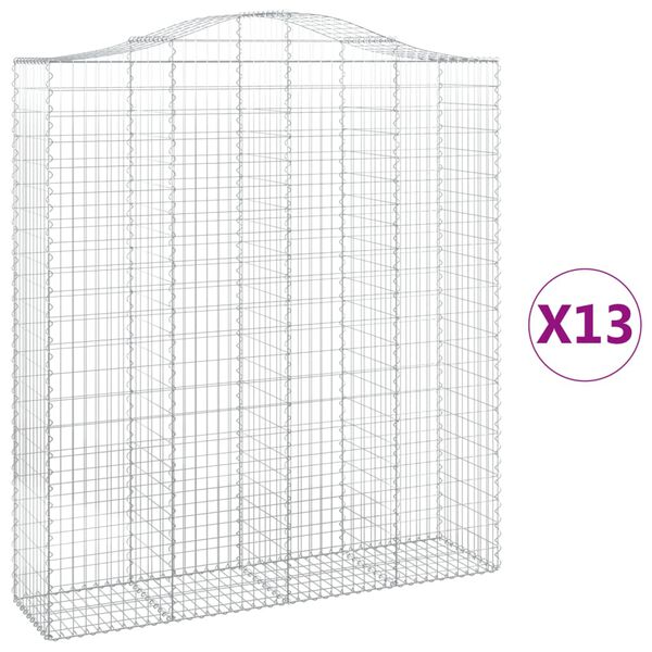 vidaXL Klenut&eacute; gabionov&eacute; ko&scaron;e 13ks 200x50x220/240cm pozinkovan&eacute; železo