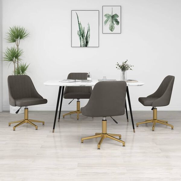 vidaXL Otočn&eacute; j&iacute;deln&iacute; židle 4 ks tmavě &scaron;ed&eacute; samet