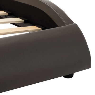 vidaXL Rám postele s LED světlem šedý a bílý umělá kůže 90 x 200 cm