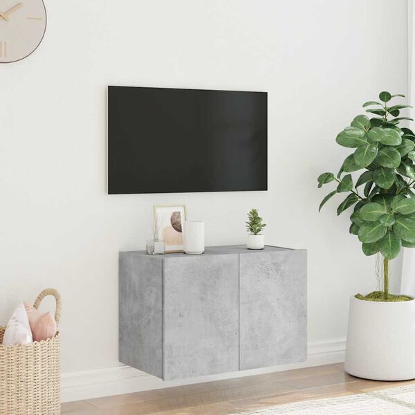 vidaXL N&aacute;stěnn&aacute; TV skř&iacute;ňka s LED osvětlen&iacute;m betonově &scaron;ed&aacute; 60x35x41 cm