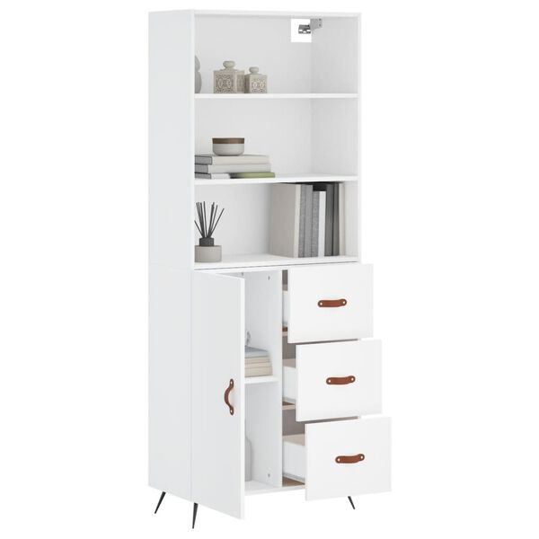 vidaXL Skř&iacute;ň highboard b&iacute;l&aacute; 69,5 x 34 x 180 cm kompozitn&iacute; dřevo