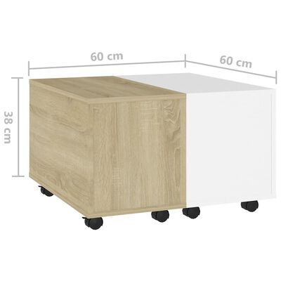 vidaXL Konferenční stolek bílý a dub sonoma 60x60x38 cm dřevotříska