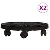 vidaXL Voz&iacute;ky na rostliny na kolečk&aacute;ch 2 ks průměr 30 cm čern&eacute; 170 kg