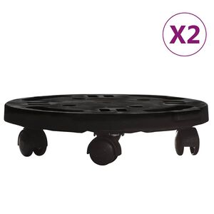 vidaXL Voz&iacute;ky na rostliny na kolečk&aacute;ch 2 ks průměr 30 cm čern&eacute; 170 kg