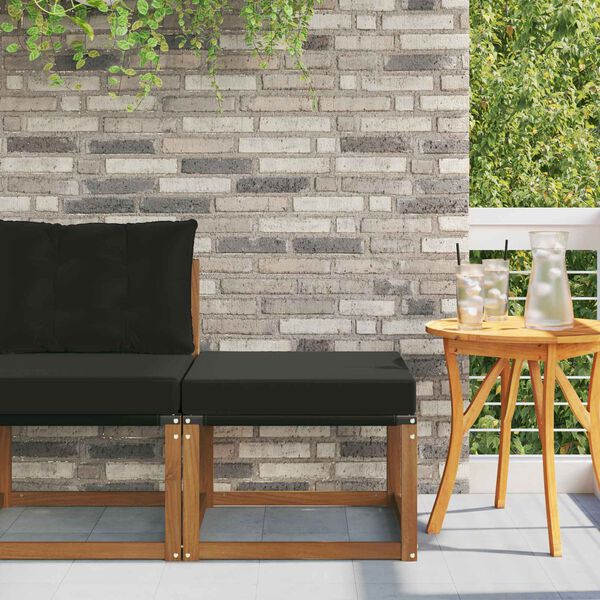 vidaXL Venkovn&iacute; podnožka Masivn&iacute; ak&aacute;ciov&eacute; dřevo a textiln&iacute; tkanina