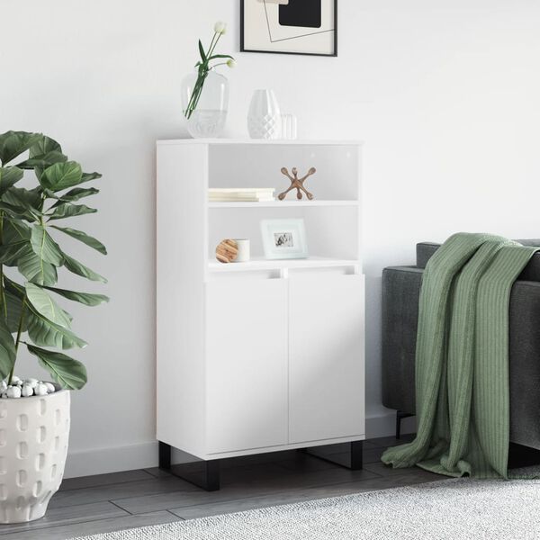 vidaXL Skř&iacute;ň highboard b&iacute;l&aacute; 60 x 36 x 110 cm kompozitn&iacute; dřevo