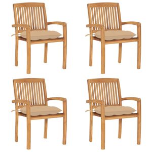 vidaXL Stohovac&iacute; zahradn&iacute; židle s podu&scaron;kami 4 ks masivn&iacute; teak