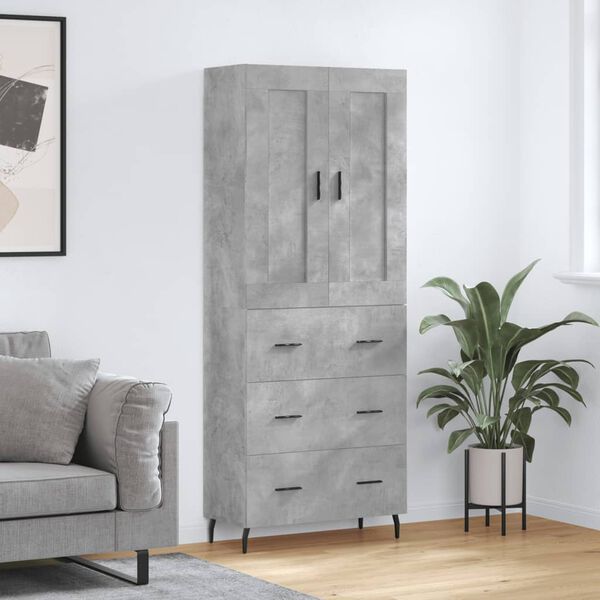vidaXL Skř&iacute;ň highboard betonově &scaron;ed&aacute; 69,5x34x180 cm kompozitn&iacute; dřevo