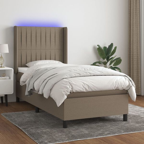 vidaXL Box spring postel s matrac&iacute; a LED taupe 80 x 200 cm textil