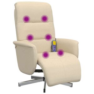 vidaXL Mas&aacute;žn&iacute; polohovac&iacute; křeslo s podnožkou kr&eacute;mov&eacute; textil