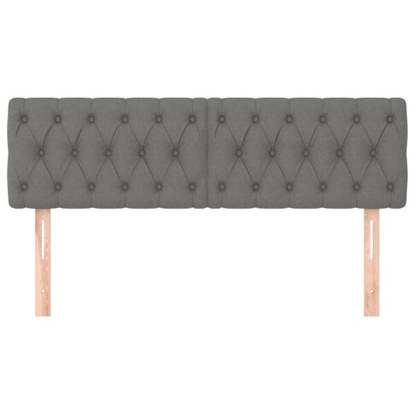 vidaXL Čela postele 2 ks tmavě šedá 72x7x78/88 cm textil