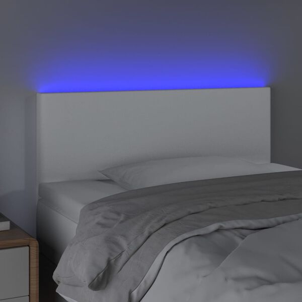 vidaXL Čelo postele s LED b&iacute;l&eacute; 100x5x78/88 cm uměl&aacute; kůže