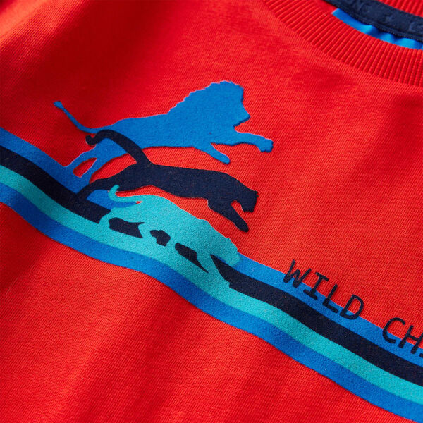 Dětsk&eacute; tričko s dlouh&yacute;m ruk&aacute;vem červen&eacute; 128