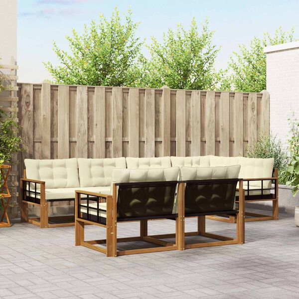 vidaXL Venkovn&iacute; pohovkov&aacute; souprava 7 pcs Přirozen&aacute; a Kr&eacute;mov&aacute;