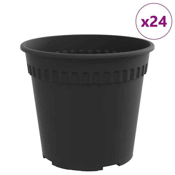 vidaXL Kulat&yacute; květin&aacute;č 24 pcs Čern&aacute; &Oslash; 19 x 16 cm Plast