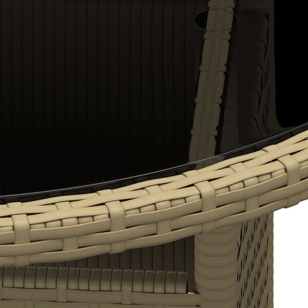 vidaXL Zahradní stůl Ø 80 x 75 cm tvrzené sklo a polyratan béžový