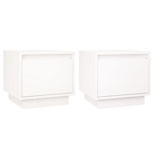 vidaXL Nočn&iacute; stolky 2 ks b&iacute;l&eacute; 35 x 34 x 32 cm masivn&iacute; borov&eacute; dřevo