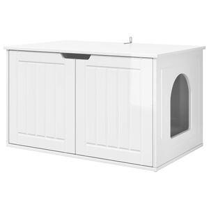 vidaXL Kočič&iacute; dům Leskl&aacute; B&iacute;l&aacute; 85 x 55 x 50,5 cm Kompozitn&iacute; dřevo