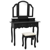 vidaXL Toaletní stolek se stoličkou černý 100 x 40 x 146 cm pavlovnia