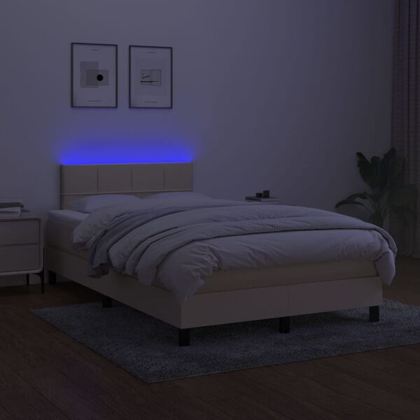 vidaXL Box spring postel s matrac&iacute; a LED kr&eacute;mov&aacute; 120 x 200 cm textil