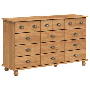 vidaXL Komoda ASKIM Hněd&aacute; 79 x 40 x 133,5 cm Masivn&iacute; borov&eacute; dřevo