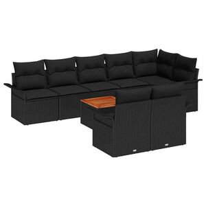 vidaXL Sada zahradn&iacute;ch pohovek s &uacute;loži&scaron;těm 9 pcs Čern&aacute; polyratan