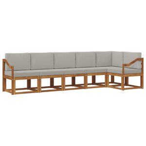 vidaXL Venkovn&iacute; pohovkov&aacute; souprava 6 pcs Př&iacute;rodn&iacute; a světle &scaron;ed&aacute;