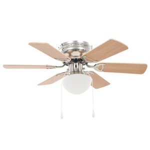 vidaXL Ozdobn&yacute; stropn&iacute; ventil&aacute;tor se světlem 82 cm světle hněd&yacute;