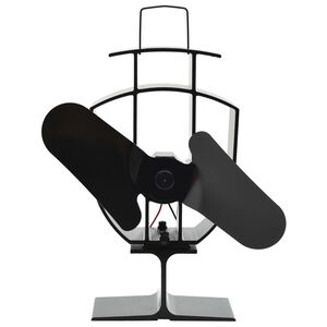 vidaXL Teplem poh&aacute;něn&yacute; ventil&aacute;tor na kamna 2 lopatky čern&yacute;